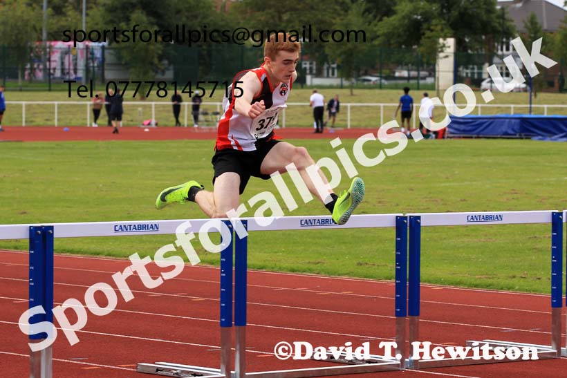 Mens under-17s 400 metres hurdles, 2023 Northern Under-13s, Under-15s and Under-17s, Middlesbrough.  Photo: David T. Hewitson/Sports for All Pics